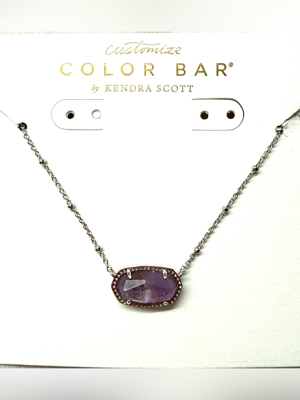 Like New! Kendra Scott-Elisa Silver Necklace with Amethyst Stone